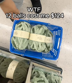 Chunky chenille yarn on a craft-store shelf